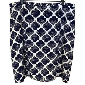 Boden Women’s Navy Blue White geometric Print Cotton Skirt Size 14 pockets
